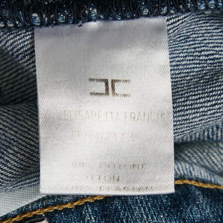 مملوكة مسبقًا  Elisabetta Franchi Blue Washed Denim Button Detail Jeans M Waist 29"