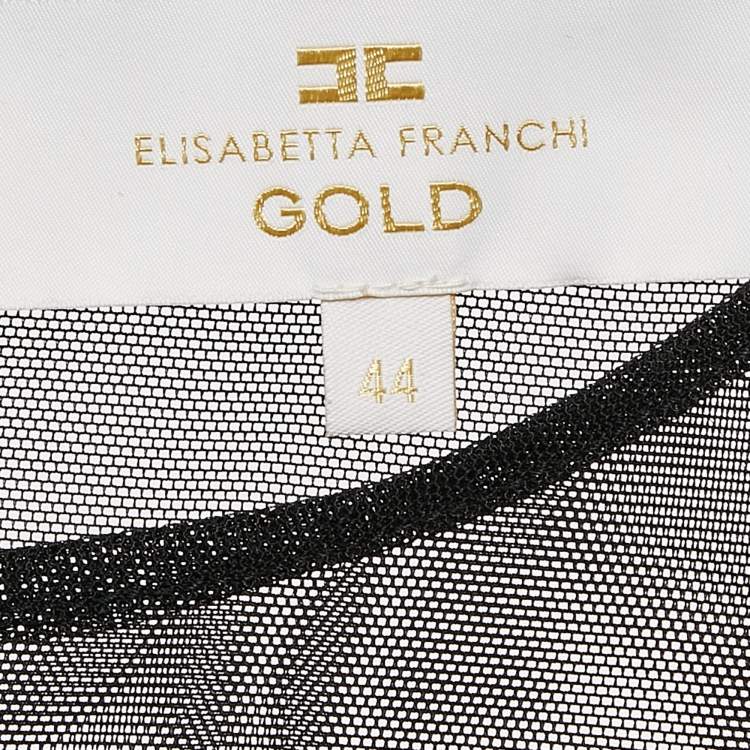 Pre Owned Elisabetta Franchi Black Sheer Tulle Bodysuit M