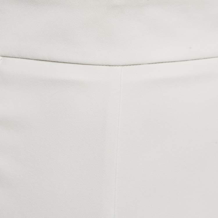 Pre Owned Elisabetta Franchi White Jersey Wide Leg Trousers M