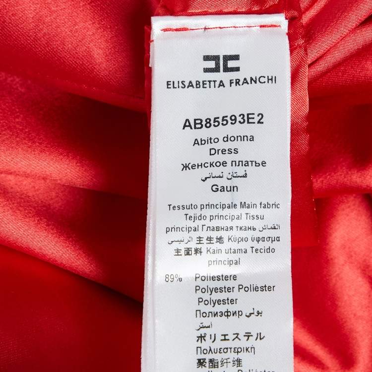مملوكة مسبقًا Elisabetta Franchi Red Crepe and Satin Asymmetric Mini Dress S