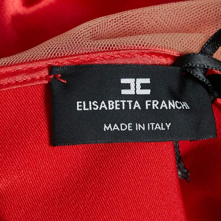 مملوكة مسبقًا Elisabetta Franchi Red Crepe and Satin Asymmetric Mini Dress S