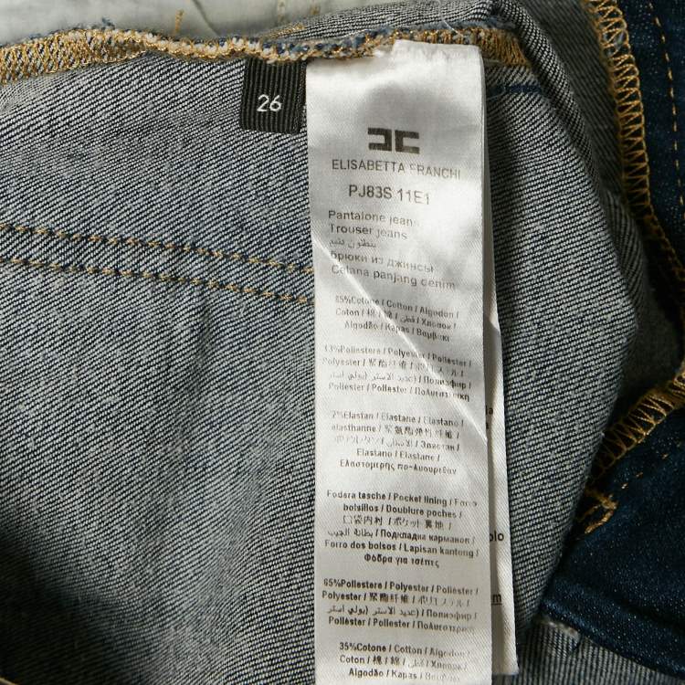 Pre Owned Elisabetta Franchi Blue Denim Flared Jeans S Waist 26"