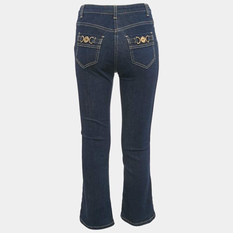 Pre Owned Elisabetta Franchi Blue Denim Flared Jeans S Waist 26"