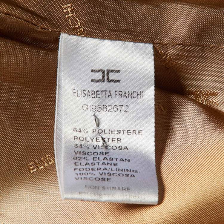 Pre Owned Elisabetta Franchi Gold Beige Cady Chain Trim Jacket L