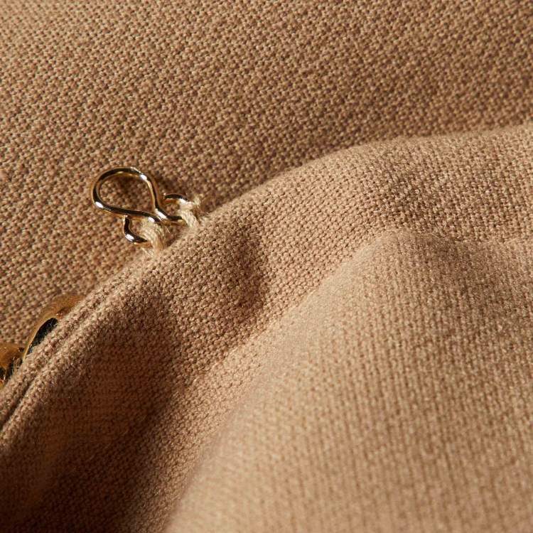 Pre Owned Elisabetta Franchi Gold Beige Cady Chain Trim Jacket L