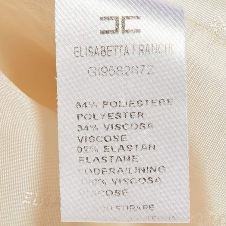 Pre Owned Elisabetta Franchi Gold Cream Cady Chain Trim Jacket M