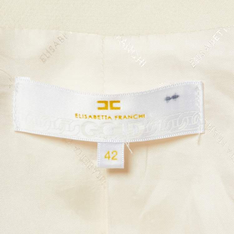 Pre Owned Elisabetta Franchi Gold Cream Cady Chain Trim Jacket M