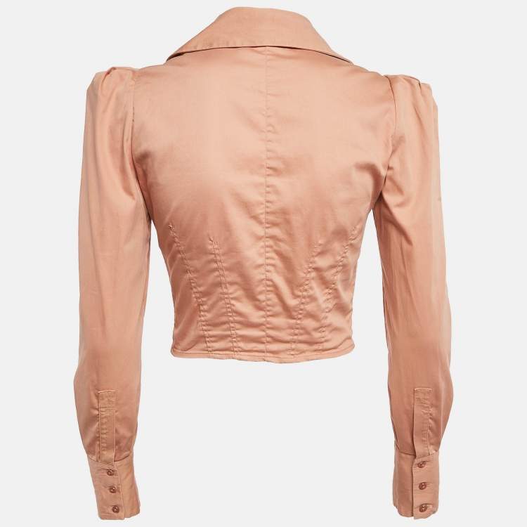 Pre Owned Elisabetta Franchi Light Orange Pleat Detail Corset Blazer S