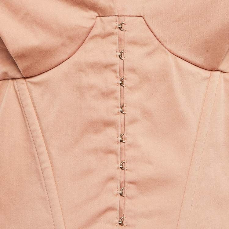 Pre Owned Elisabetta Franchi Light Orange Pleat Detail Corset Blazer S