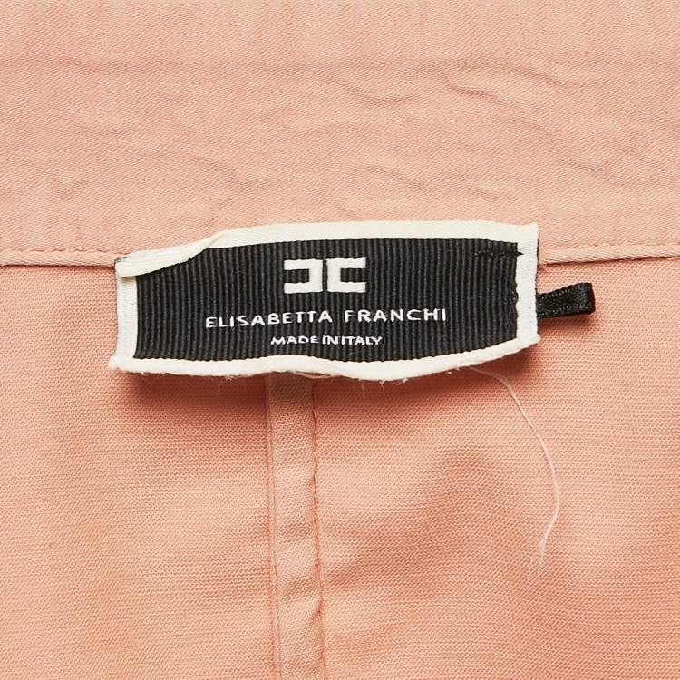 Pre Owned Elisabetta Franchi Light Orange Pleat Detail Corset Blazer S