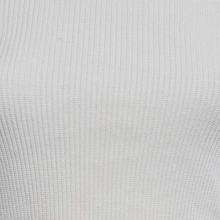 Pre Owned Elisabetta Franchi Cream Rib Knit Tricot Top M