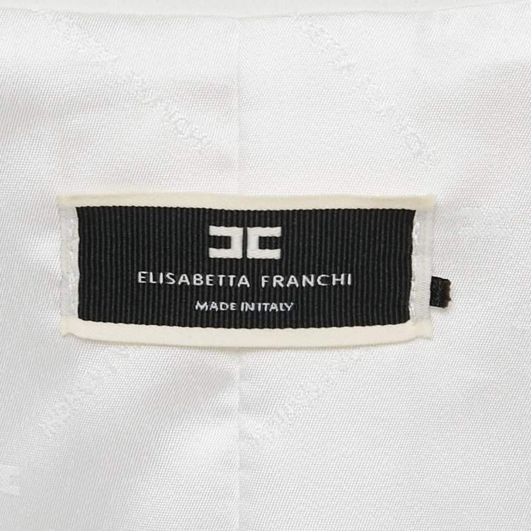 Pre Owned Elisabetta Franchi White Crepe Double Breasted Blazer M
