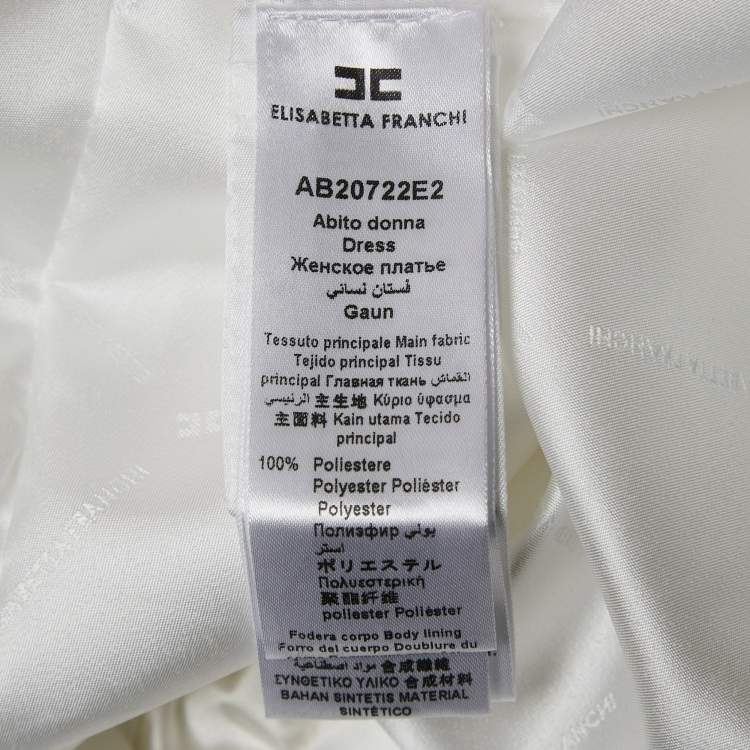 Pre Owned Elisabetta Franchi White Crepe Double Breasted Blazer M