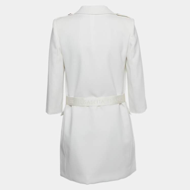 Pre Owned Elisabetta Franchi White Crepe Double Breasted Blazer M