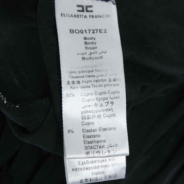 Pre Owned Elisabetta Franchi Black Faded Jersey Plunging Neck Bodysuit S