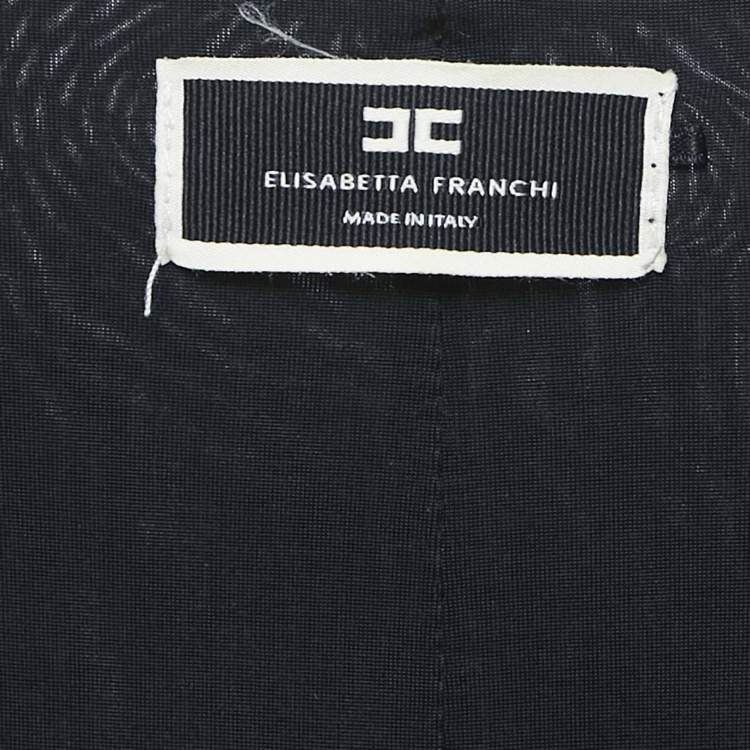 Pre Owned Elisabetta Franchi Black Faded Jersey Plunging Neck Bodysuit S