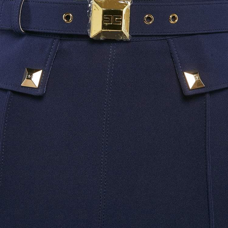 مملوكة مسبقًا Elisabetta Franchi Blue Jersey Studded Pencil Skirt S