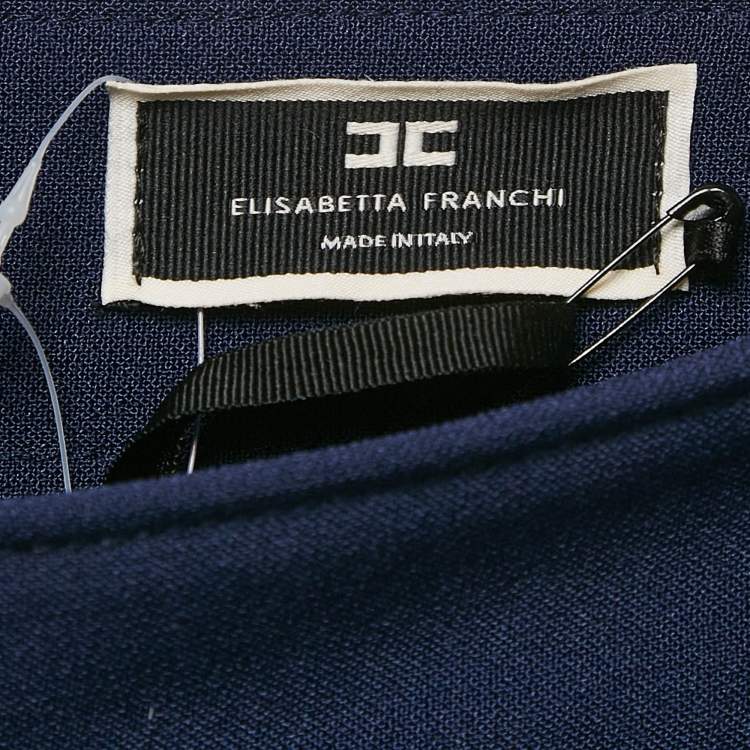 مملوكة مسبقًا Elisabetta Franchi Blue Jersey Studded Pencil Skirt S