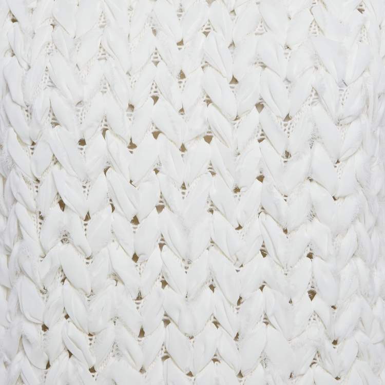 Pre Owned Elisabetta Franchi Off White Braid Detail Wool Blend Sweater S