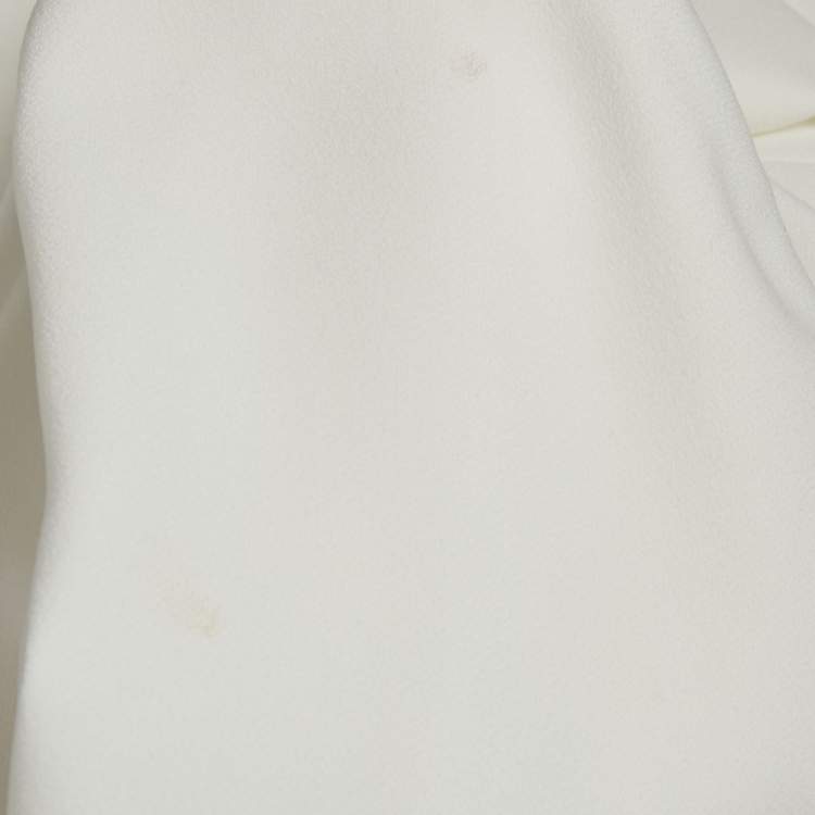 Pre Owned Elisabetta Franchi White Crepe Double Breasted Belt Detail Blazer S