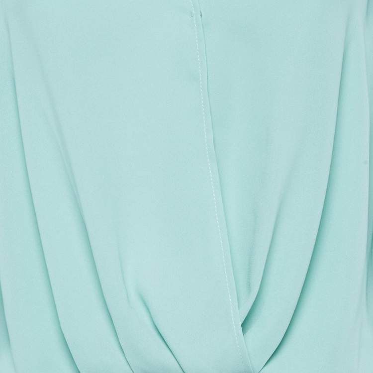 Pre Owned Elisabetta Franchi Green Crepe Bodysuit Top M