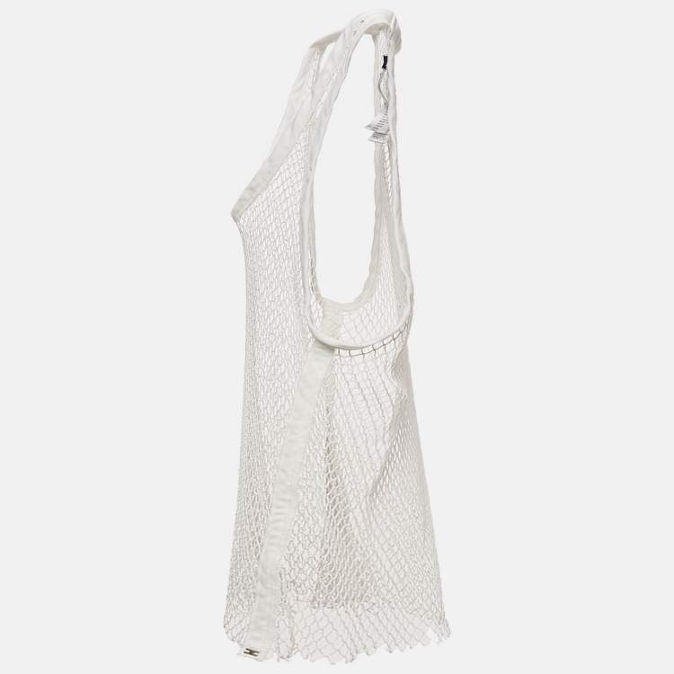 Pre Owned Elisabetta Franchi White Mesh Sheet Tank Top M