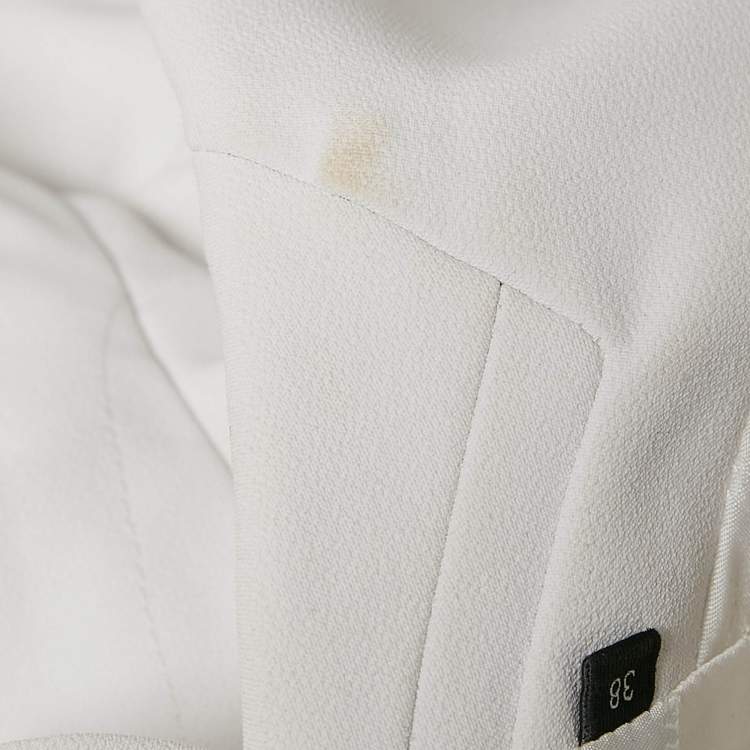 Pre Owned  Elisabetta Franchi White Crepe Double Breasted Blazer S