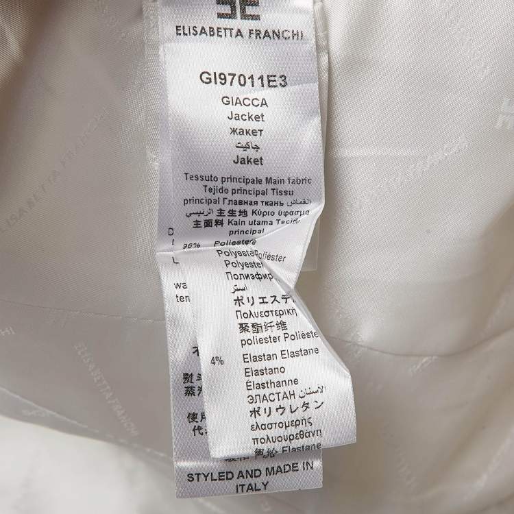 Pre Owned  Elisabetta Franchi White Crepe Double Breasted Blazer S