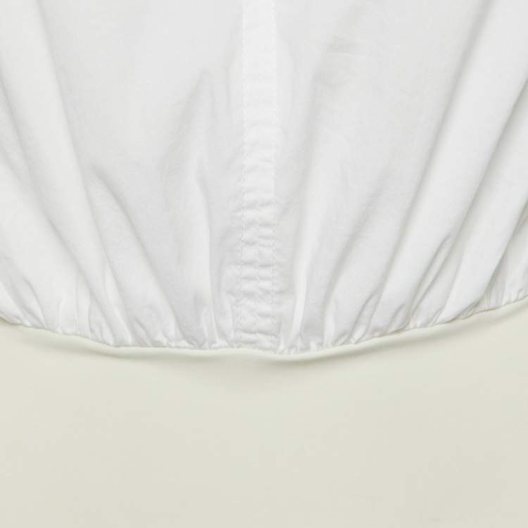 Pre Owned Elisabetta Franchi White Cotton Bow Detail Bodysuit M
