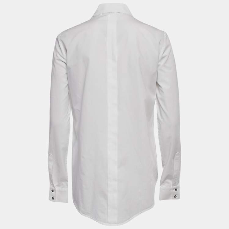 Pre Owned Elisabetta Franchi White Cotton Long Sleeve Shirt M