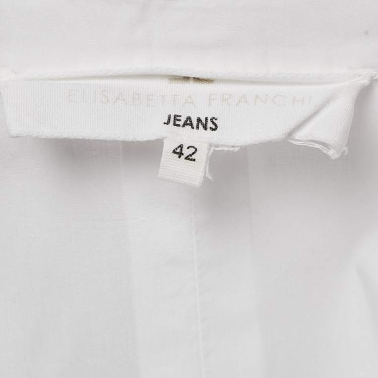 Pre Owned Elisabetta Franchi White Cotton Long Sleeve Shirt M