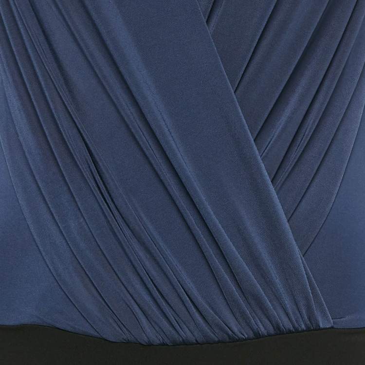 Pre Owned Elisabetta Franchi Navy Blue Jersey Sleeveless Bodysuit S