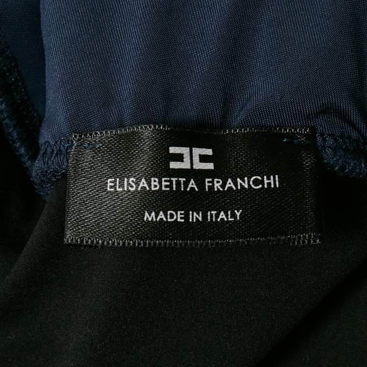 Pre Owned Elisabetta Franchi Navy Blue Jersey Sleeveless Bodysuit S