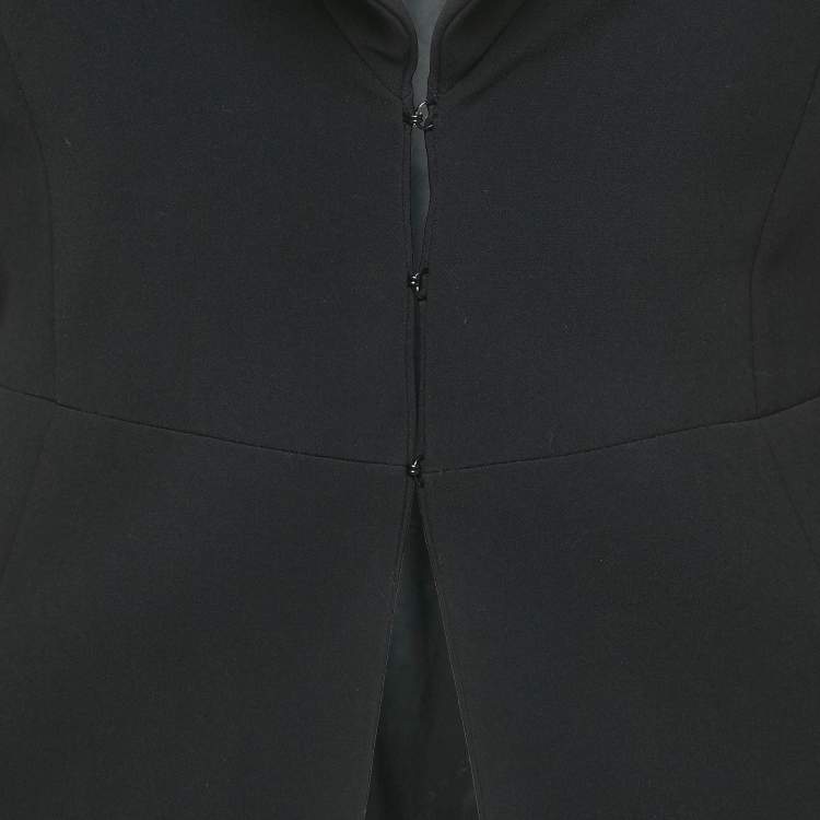 Pre Owned Elisabetta Franchi Black Nylon Ruffled Detail Blazer M