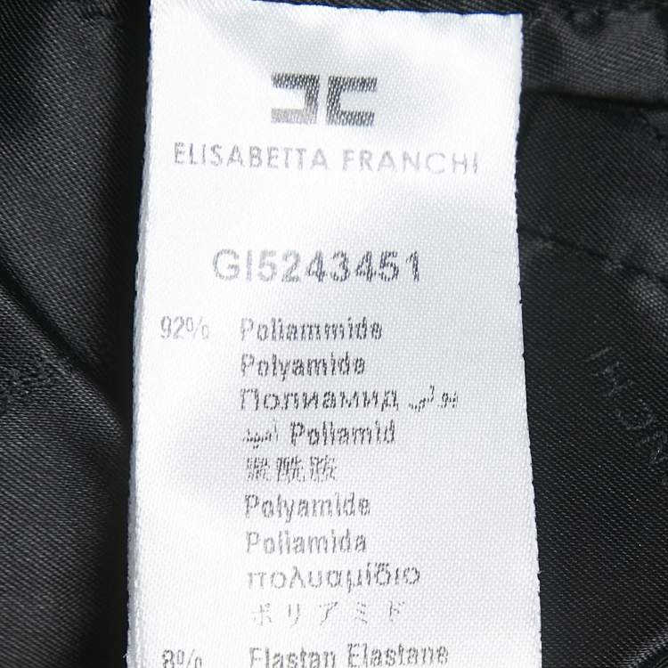 Pre Owned Elisabetta Franchi Black Nylon Ruffled Detail Blazer M