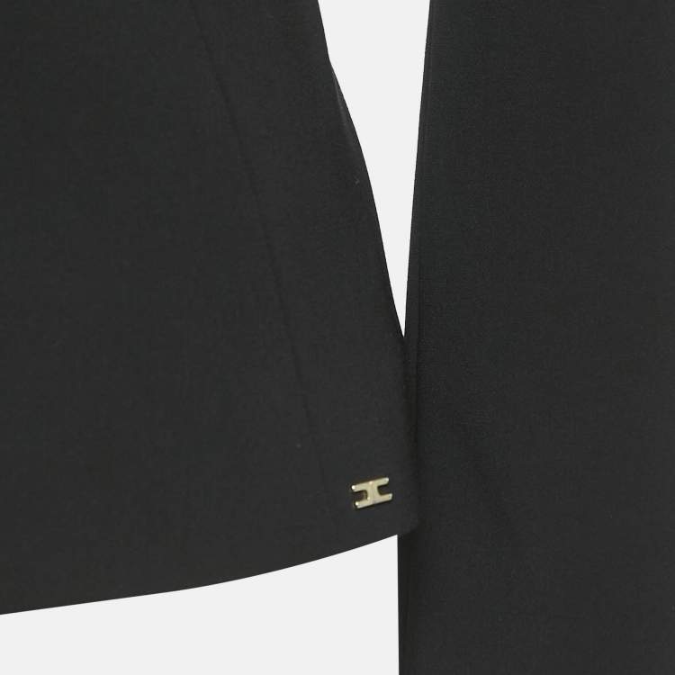Pre Owned Elisabetta Franchi Black Nylon Ruffled Detail Blazer M