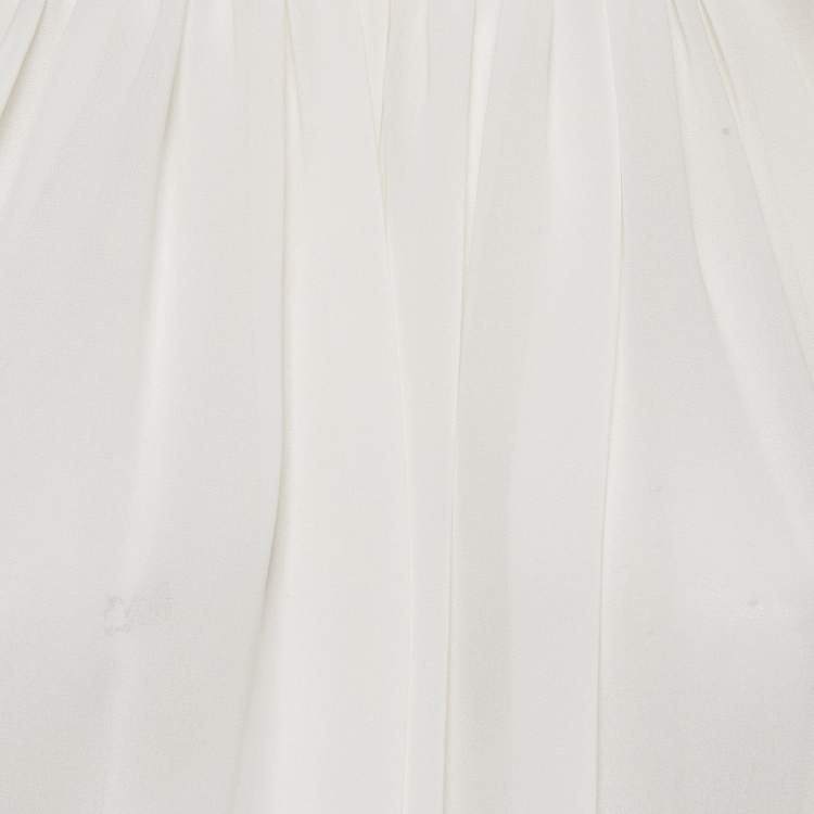 Pre Owned Elisabetta Franchi White Crepe Bodysuit M