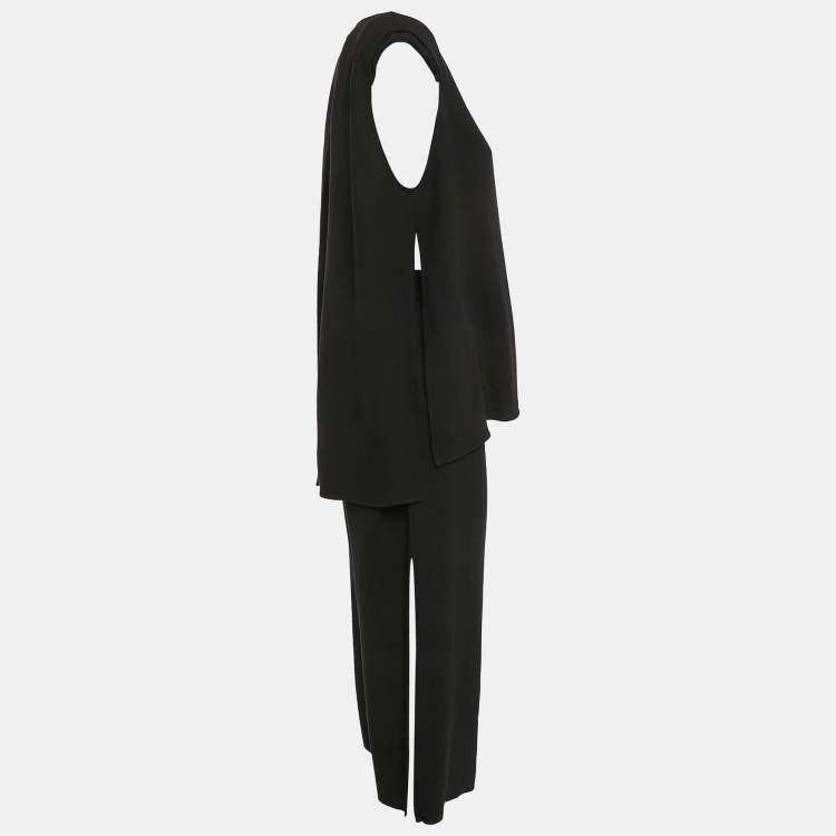 Pre Owned Elisabetta Franchi Black Crepe Sleeveless Jumpsuit M