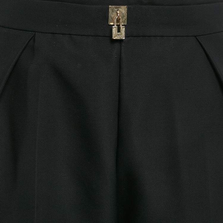 Pre Owned Elisabetta Franchi Black Gabardine Lock Detail Trousers L