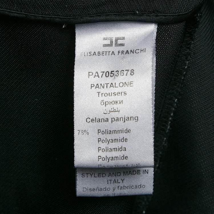 Pre Owned Elisabetta Franchi Black Gabardine Lock Detail Trousers L