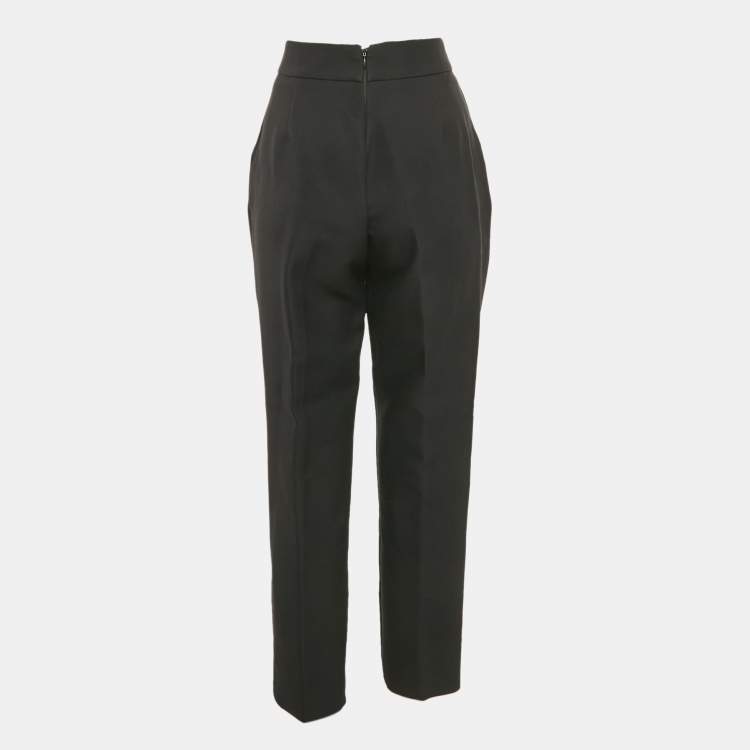 Pre Owned Elisabetta Franchi Black Gabardine Lock Detail Trousers L