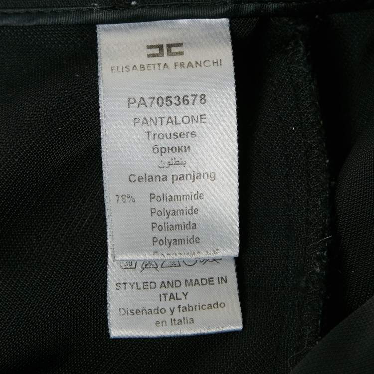 Pre Owned Elisabetta Franchi Black Gabardine Lock Detail Trousers L