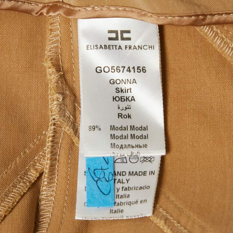 Pre Owned Elisabetta Franchi Light Brown Button Detail Strapless Mini Dress M