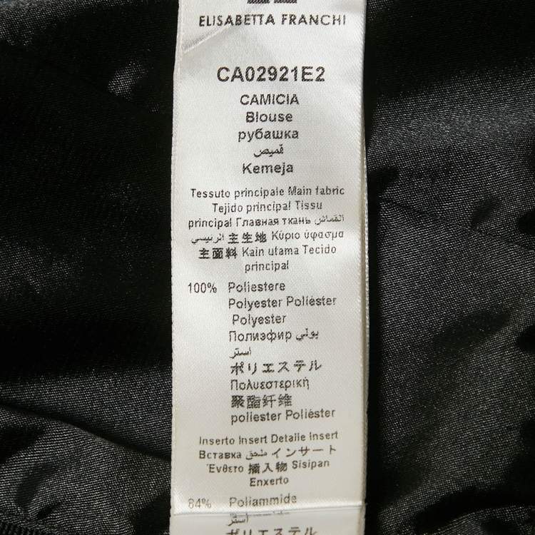 Pre Owned Elisabetta Franchi Black Cut-Out Sweetheart Neck Detail Blouse M