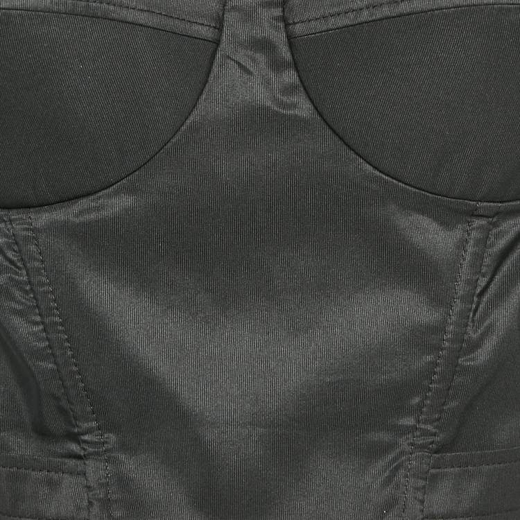 Pre Owned Elisabetta Franchi Black Cut-Out Sweetheart Neck Detail Blouse M