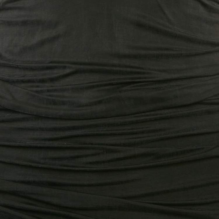 Pre Owned Elisabetta Franchi Black Draped Sleeveless V-Neck Carpet Gown L