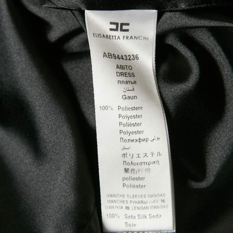 Pre Owned Elisabetta Franchi Black Crepe Full Sleeve Mini Dress M