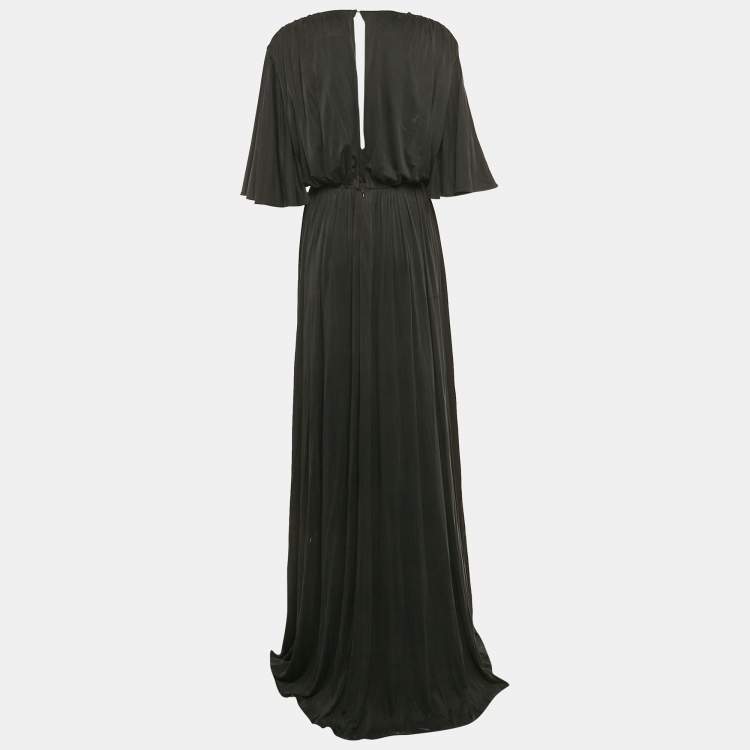 Pre Owned Elisabetta Franchi Black Jersey V-Neck Gown M