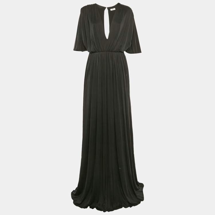Pre Owned Elisabetta Franchi Black Jersey V-Neck Gown M