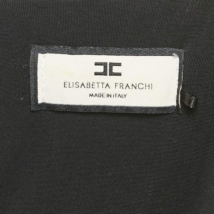 Pre Owned Elisabetta Franchi Black Jersey V-Neck Gown M